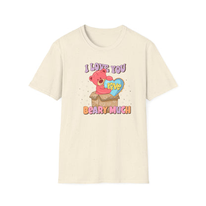 Expressive 'I Love You Beary Much' Teddy Bear T-Shirt - Adorable Love Heart Pun Tee - Sweet Valentine's Day & Anniversary Gift