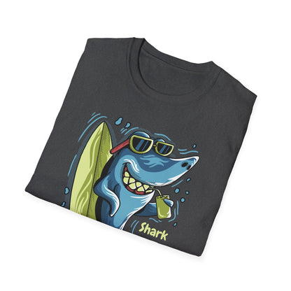 Chill Shark Summer Surfer T-Shirt | Funny Beach Vacation & Ocean Lover Tee | Awesome Ocean Vibes Gift for Men & Women