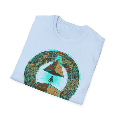 Epic Ancient Aliens T-Shirt: UFO & Pyramids with Aztec Calendar Design | Sci-Fi Mystery & Conspiracy Tee