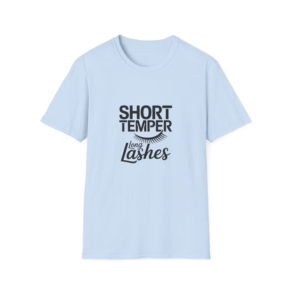 Sassy "Short Temper Long Lashes" T-Shirt for Women | Funny Attitude & Beauty Graphic Tee | Trendy Must-Have Gift