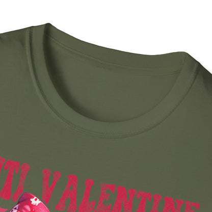 Sassy Anti Valentine's Club T-Shirt: Edgy Pink Skull Bow Tee | Unique Valentine's Day Rejection & Goth Aesthetic Statement Top