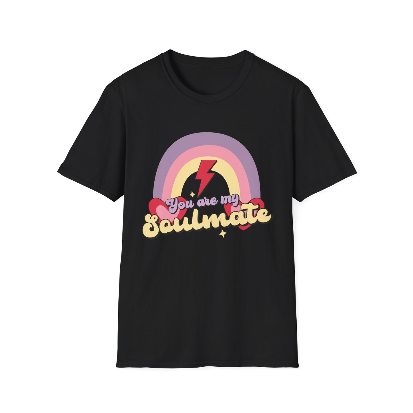 Retro Soulmate T-Shirt | Groovy Pastel Rainbow & Hearts Couple Tee | Perfect Romantic Valentine's Day Gift for Him or Her