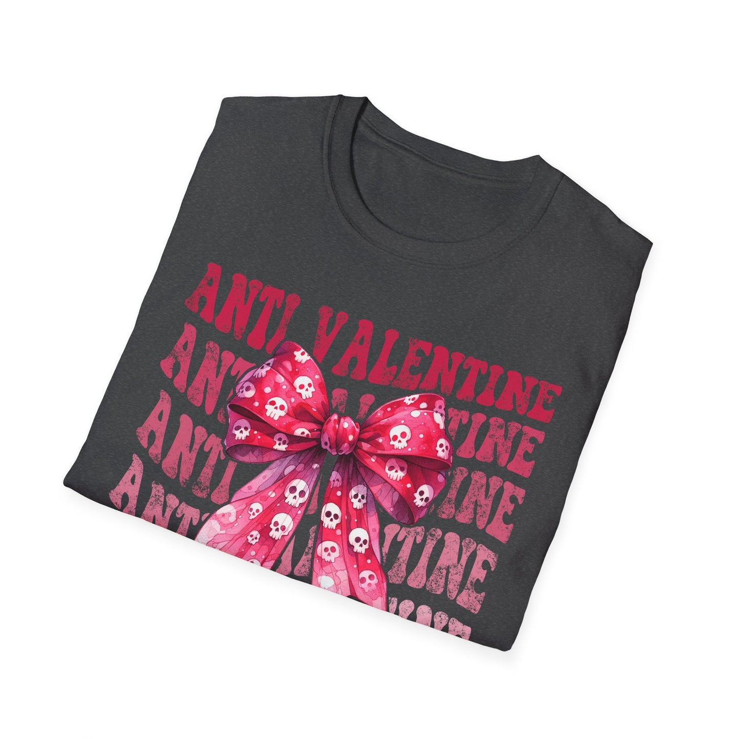 Sassy Anti Valentine's Club T-Shirt: Edgy Pink Skull Bow Tee | Unique Valentine's Day Rejection & Goth Aesthetic Statement Top