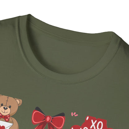 Adorable Valentine's Day Love T-Shirt | Cute Teddy Bear XOXO Heart Balloons & Sweet Treats Tee | Perfect Romantic Gift for Her
