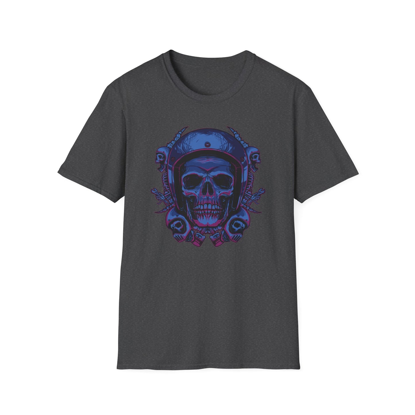 Epic Biker Skull T-Shirt | Mechanic Engine Design | Vintage Motorcycle Hot Rod Graphic Tee | Rebel Rider Gift