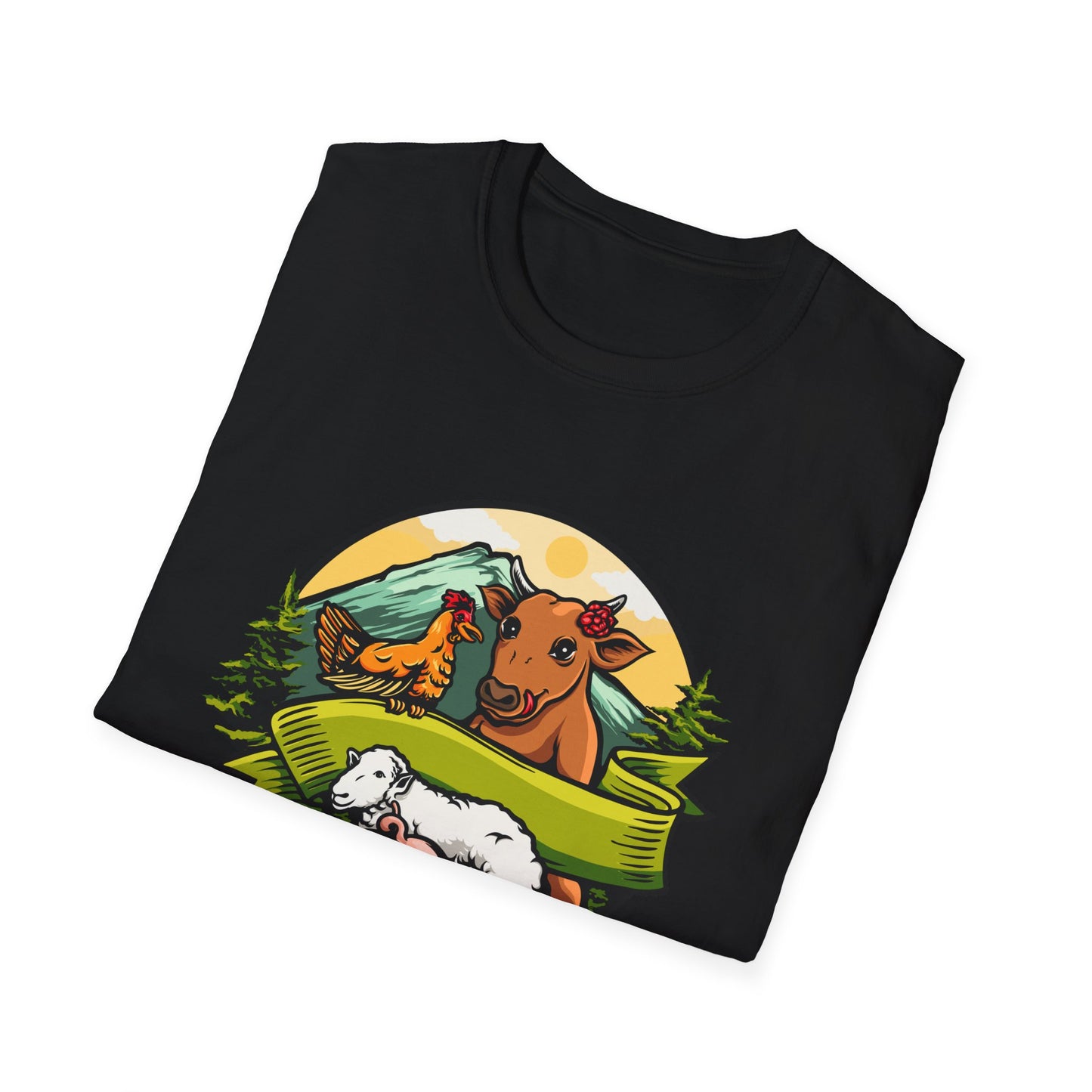 Charming Farm Animal Friends T-Shirt | Adorable Rustic Country Life Tee | Cow, Pig, Sheep & Chicken Design | Nature Lover's Gift