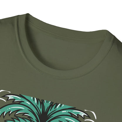 Vibrant Summer Guitar T-Shirt: Cool Palm Tree & Acoustic Beach Tee | Essential Music Lover Vacation Shirt