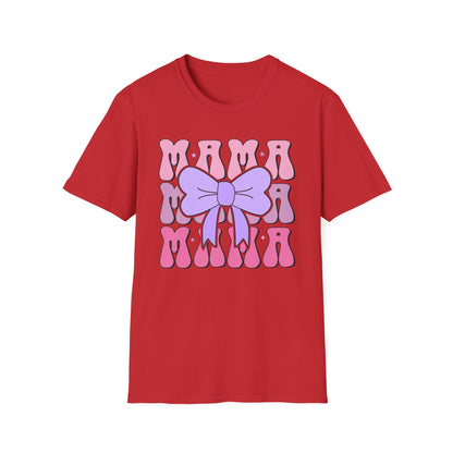 Trendy Groovy MAMA T-Shirt for Moms | Adorable Pink Purple Bow Tee | Perfect Mother's Day Gift for Her