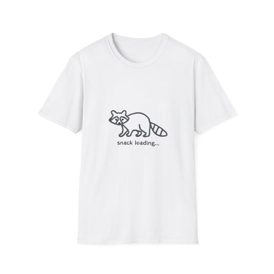 Hilarious 'Snack Loading' Raccoon T-Shirt | Cute Animal Foodie Tee | Unique Braided Rope Design Gift