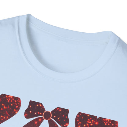 Dazzling Sparkle Hearts & Bows T-Shirt | Chic Glitter Love Tee for Women | Radiant Valentine's Day Gift