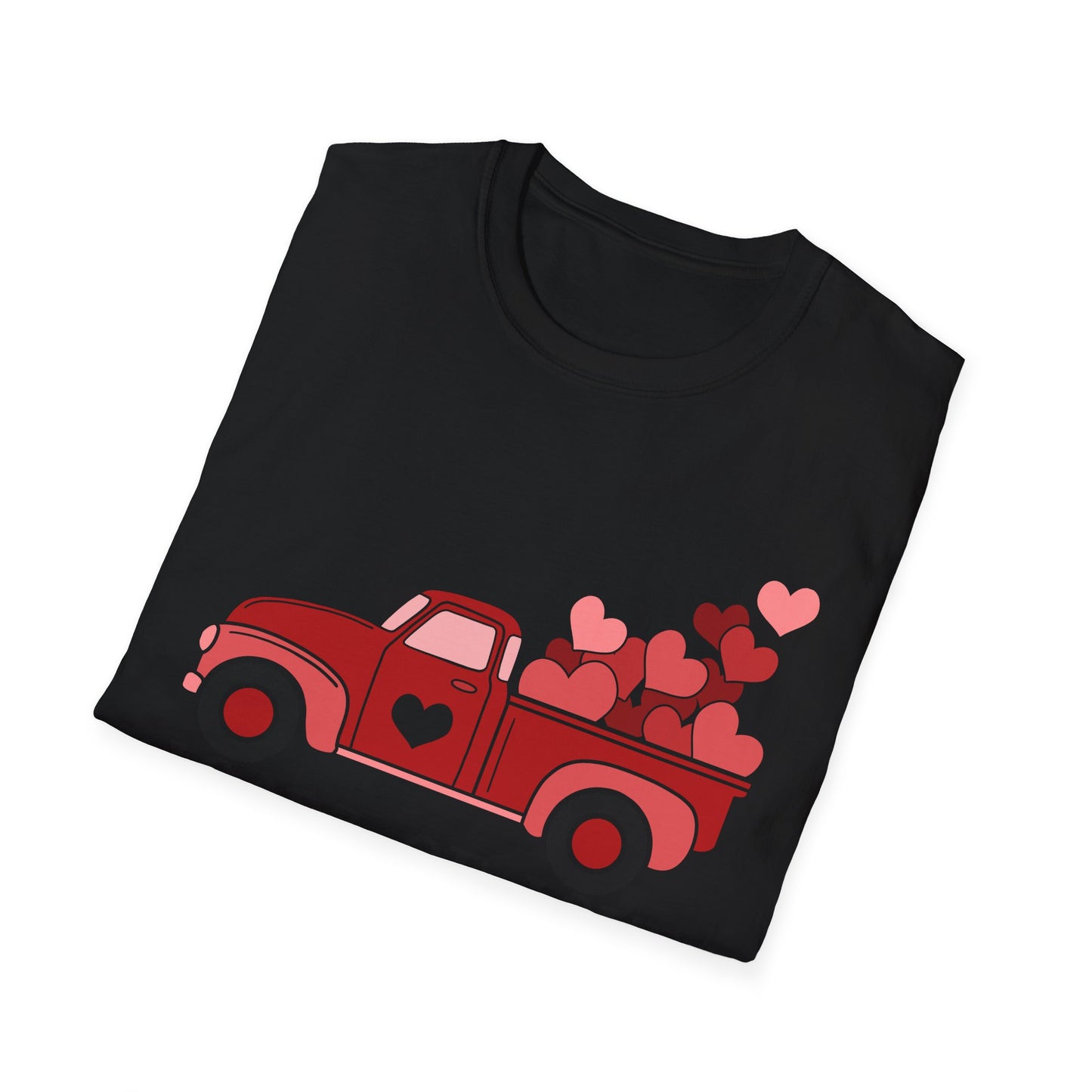 Charming Red Pickup Truck Hearts T-Shirt | Sweet Love Delivery Valentine's Day Gift Tee for Her & Him