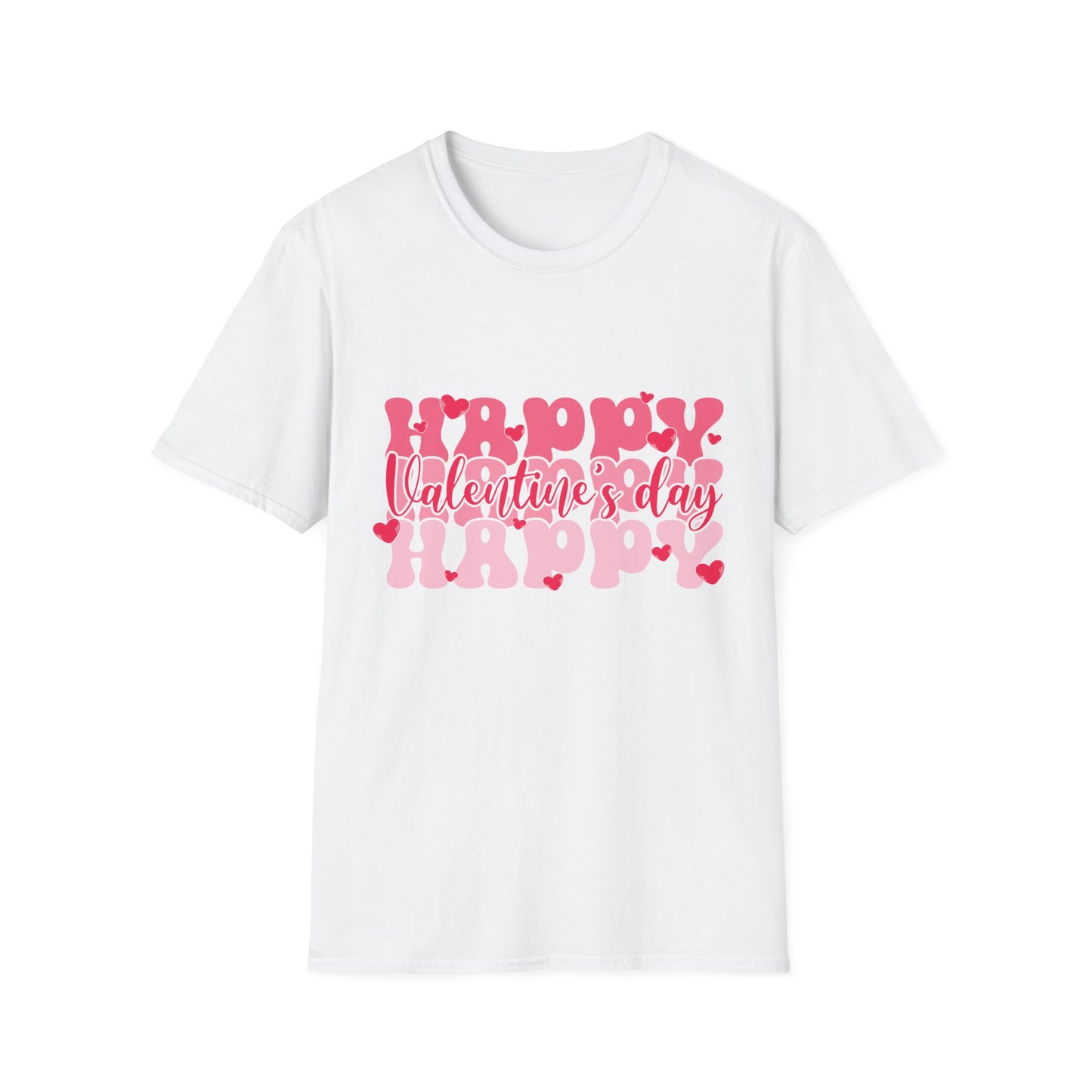 Groovy Happy Valentine's Day T-Shirt | Retro Pink Hearts Love Tee | Cute Festive Cupid Shirt for Women & Men