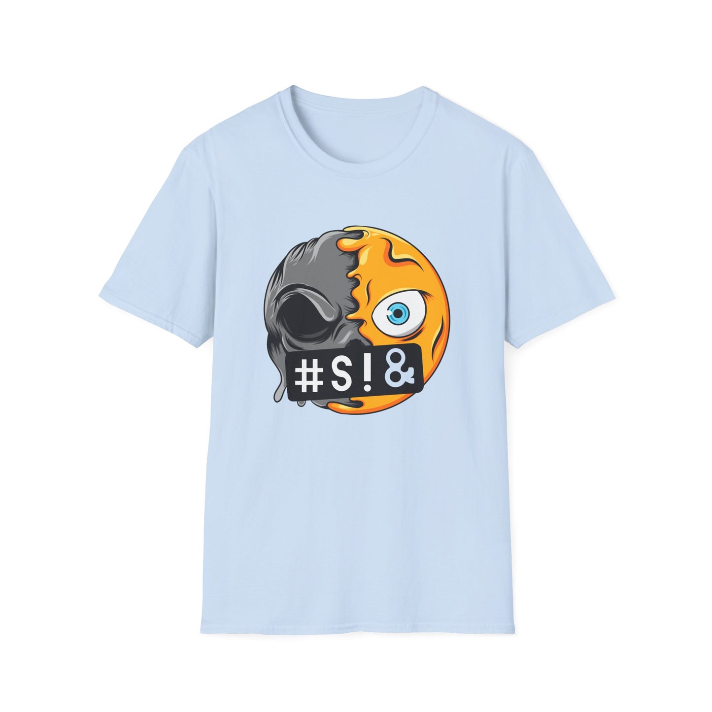 Bold Censored Emoji Skull T-Shirt - Edgy Duality Graphic Tee | Express Your Inner Mood