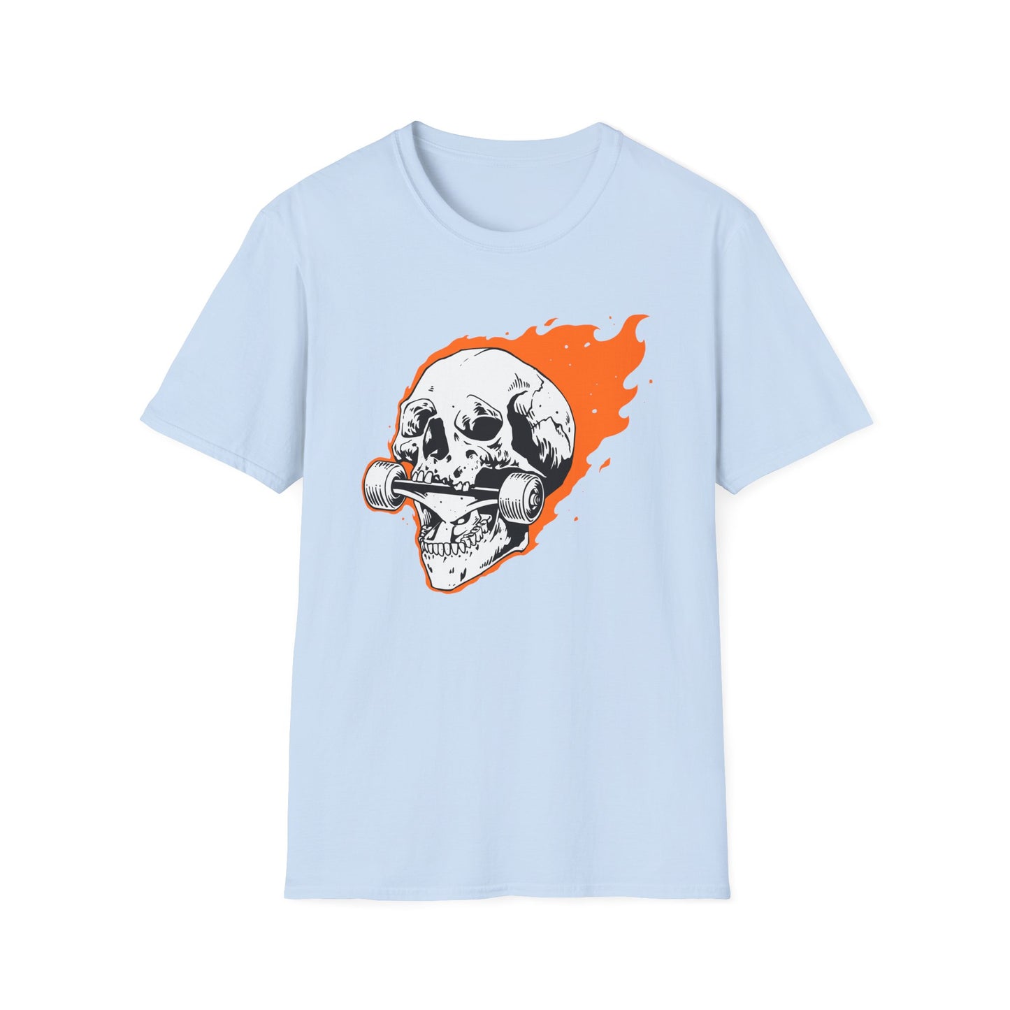 Epic Flaming Skull Skateboard T-Shirt – Rad Skater & Punk Rock Graphic Tee for Bold Street Style
