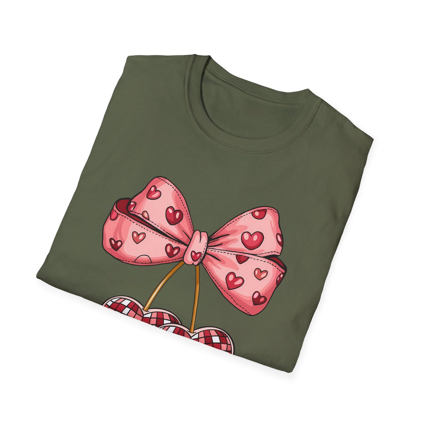 Sweet Mosaic Heart & Pink Bow T-Shirt | Adorable Valentine's Day Gift for Her | Unique Love Design