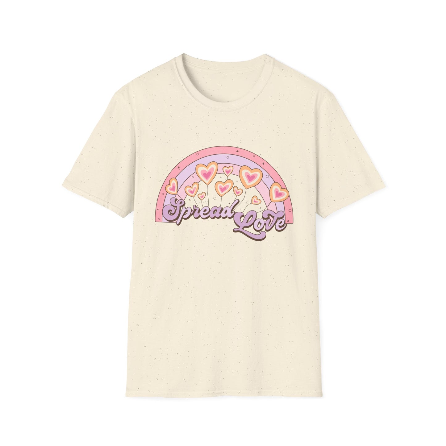 Groovy Spread Love T-Shirt | Retro Pastel Hearts Rainbow Tee | Empowering Positive Vibes for Women & Teens | Cute & Inspiring Gift