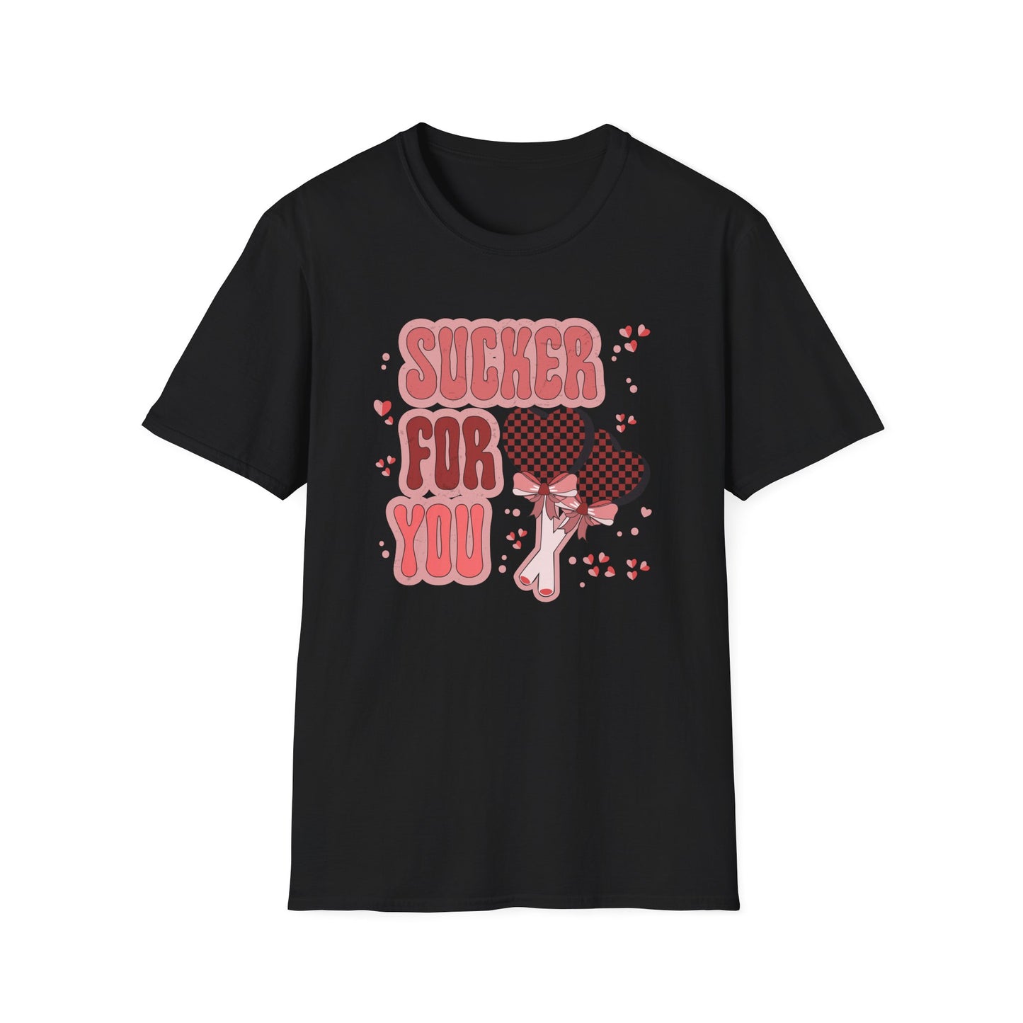 Sweet Sucker For You T-Shirt | Retro Checkered Heart Lollipops | Valentine's Day Love Gift | Adorable & Trendy Romantic Tee