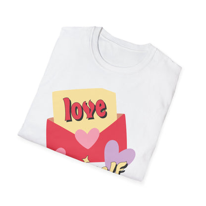 Empowering "Love Yourself" Retro T-Shirt | Chic Self-Care Message Tee | Adorable Hearts & Love Letter Design for Women