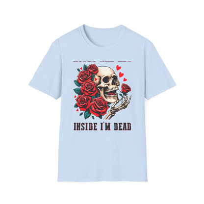 Epic 'Roses Are Red Inside I'm Dead' T-Shirt | Edgy Skull & Rose Gothic Tee | Dark Humor Statement Apparel