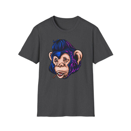 Bold Punk Chimp T-Shirt | Edgy Monkey with Attitude & Rad Pompadour Hair | Unique Streetwear Animal Art Tee