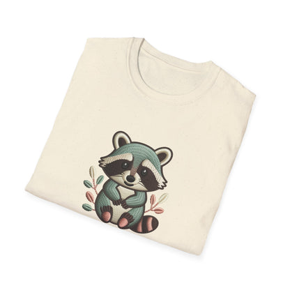 Adorable "Snack Life Chose Me" Raccoon T-Shirt | Funny Embroidered Style Animal Lover Tee | Cozy Unisex Foodie Gift