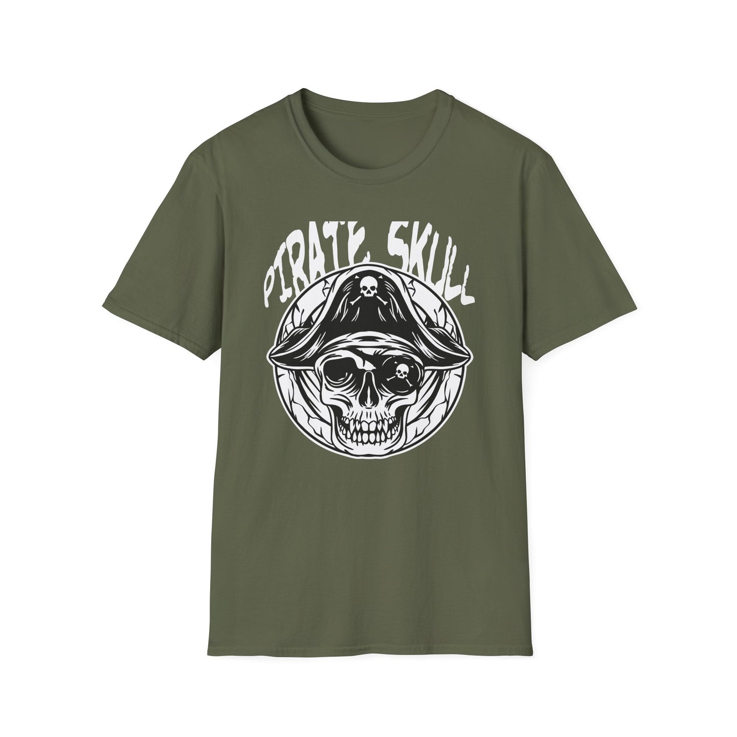Epic Pirate Skull T-Shirt - Bold Eye Patch & Captain's Hat Design - Unique Skeleton Tee for Adventurers & Halloween