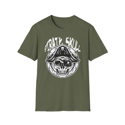 Epic Pirate Skull T-Shirt - Bold Eye Patch & Captain's Hat Design - Unique Skeleton Tee for Adventurers & Halloween