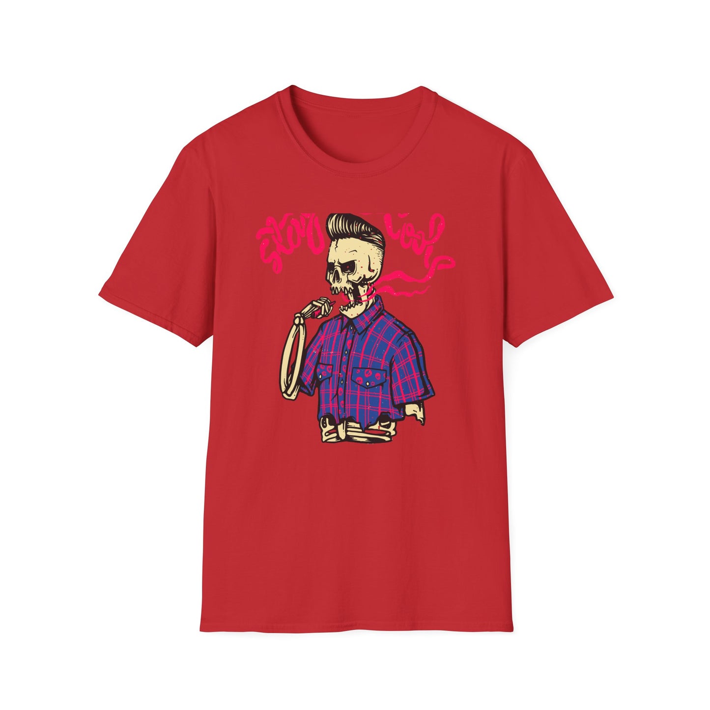 Stay Cool Skeleton Vaper T-Shirt | Edgy Greaser Pompadour Tee for Rockabilly & Alternative Style Fans