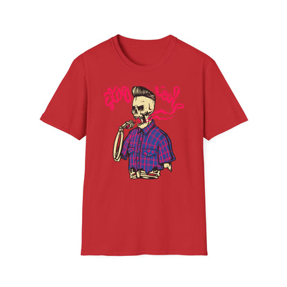 Stay Cool Skeleton Vaper T-Shirt | Edgy Greaser Pompadour Tee for Rockabilly & Alternative Style Fans