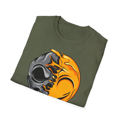 Vibrant Melting Skull & Sun T-Shirt | Psychedelic Dripping Skull Art Tee | Edgy Streetwear Graphic Tee