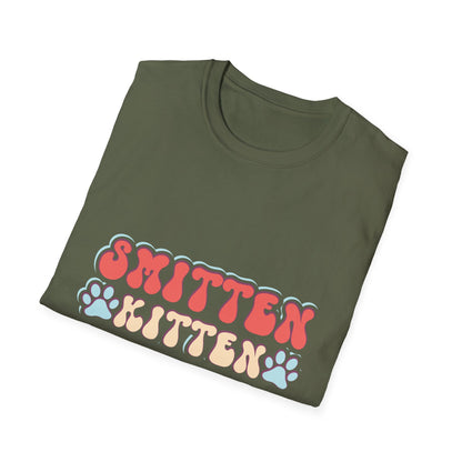 Adorable Smitten Kitten T-Shirt | Groovy Retro Paw Print Cat Lover Tee | Trendy Pet Mom Gift