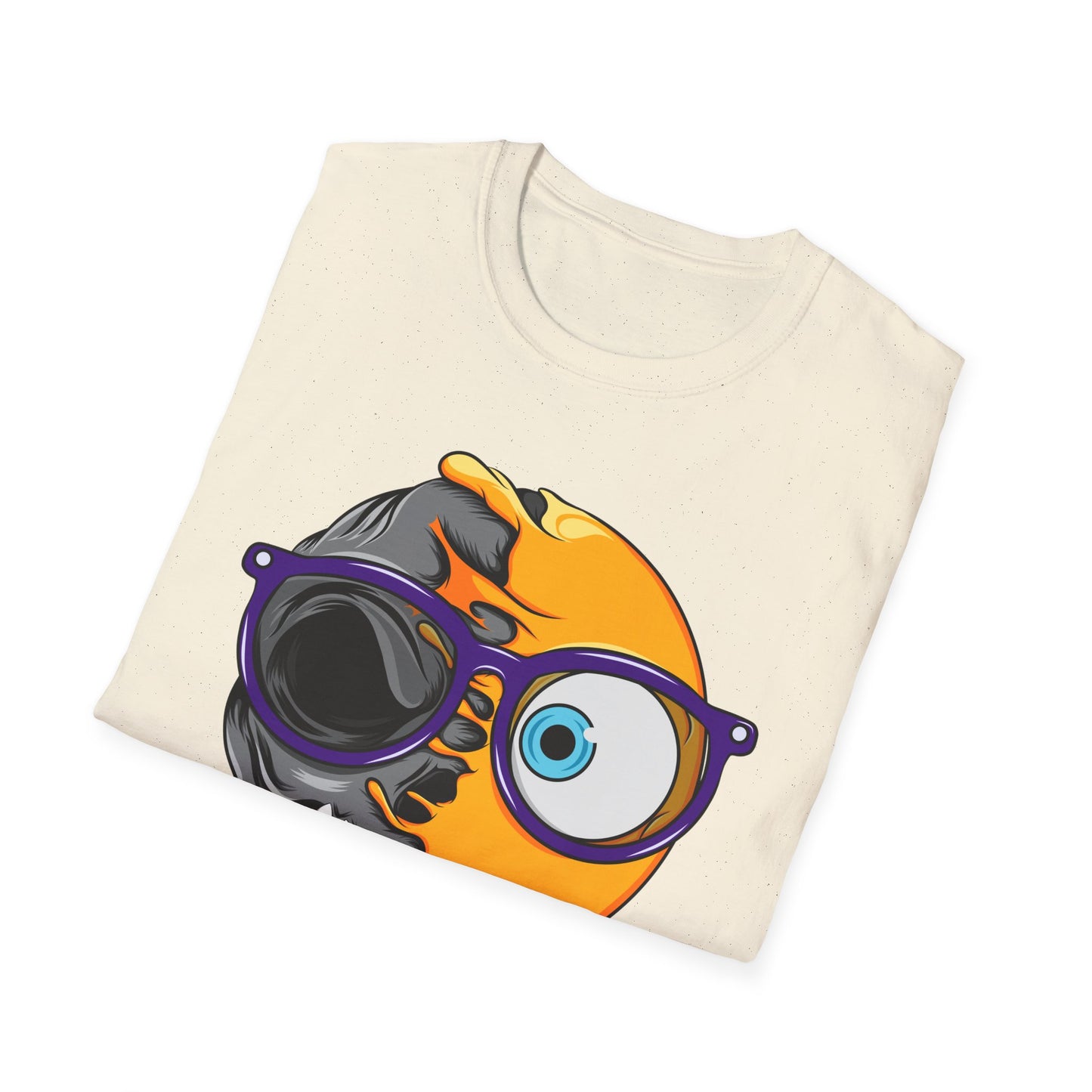 Unique Half Emoji Skull T-Shirt | Bold Melting Face Graphic Tee | Edgy Dual Personality Design for Distinct Style Seekers
