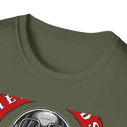 Epic Biker Skull T-Shirt: Hellroads Garage Full Throttle Design - Vintage Mechanic & Hot Rod Tee