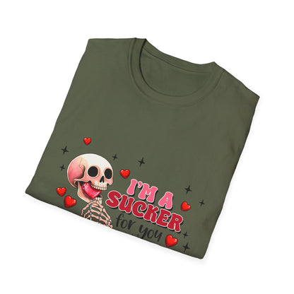 Funny Skeleton Love T-Shirt: "I'm a Sucker for You" Valentine's Day Graphic Tee - Unique Couple's Gift