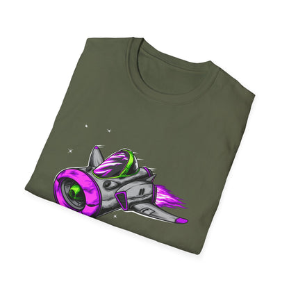 Epic Futuristic Spaceship T-Shirt | Vibrant Retro Sci-Fi Jet Design for Gamers & Space Enthusiasts