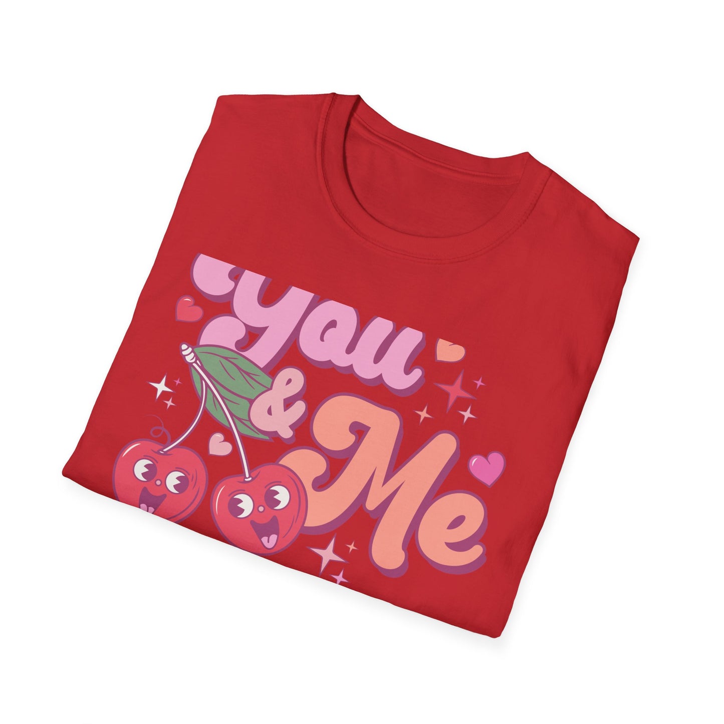 Sweet "You & Me" Retro Cherry T-Shirt - Adorable Couple's Love Tee, Perfect Valentine's Day Gift