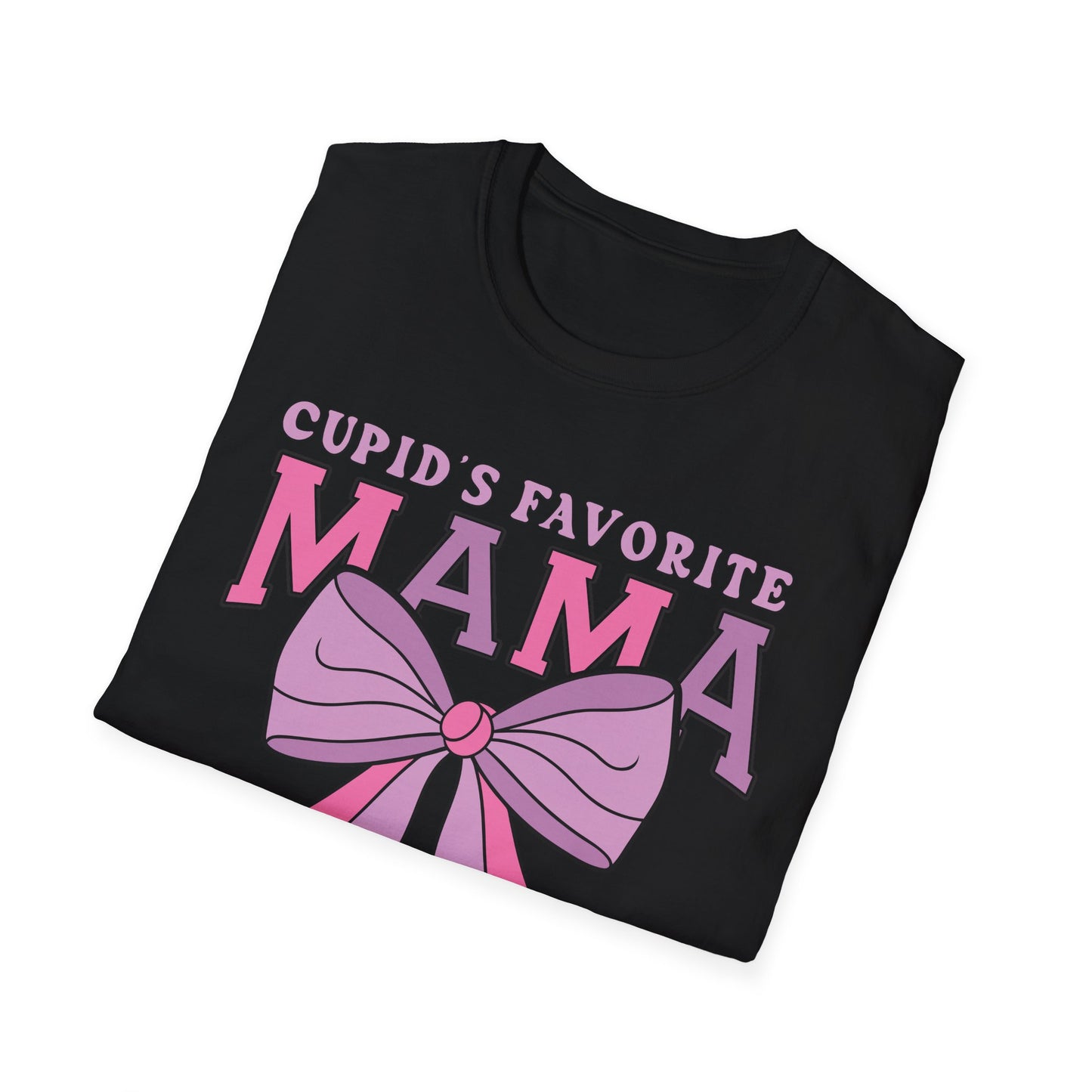 Cupid's Favorite Mama T-Shirt | Unique Valentine's & Mother's Day Gift for Her | Cute Pink Bow Graphic Tee