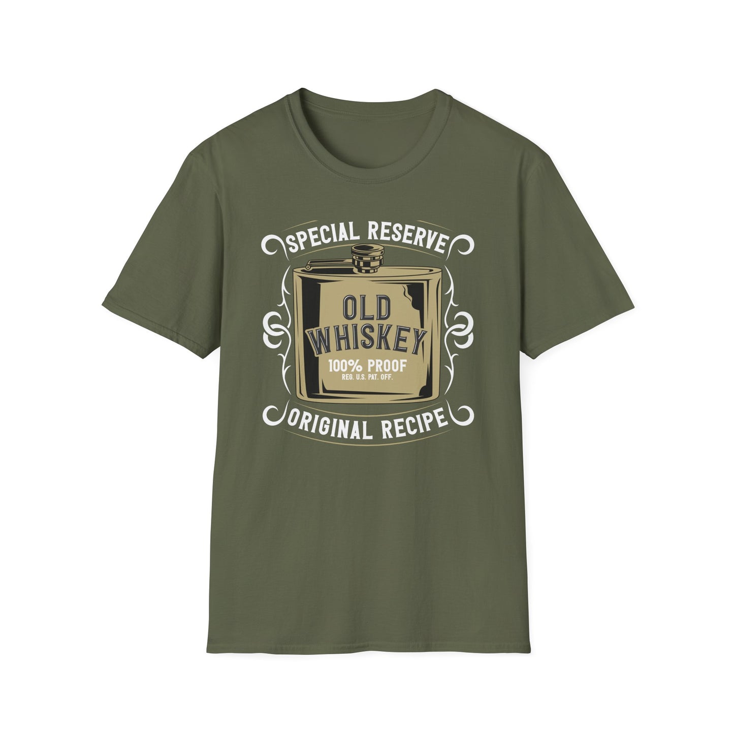 Classic Old Whiskey Flask 100% Proof T-Shirt - Bold Vintage Liquor Tee for Men & Whiskey Lovers | Unique Gift