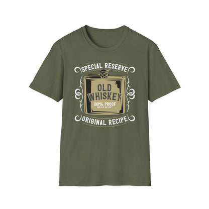 Classic Old Whiskey Flask 100% Proof T-Shirt - Bold Vintage Liquor Tee for Men & Whiskey Lovers | Unique Gift