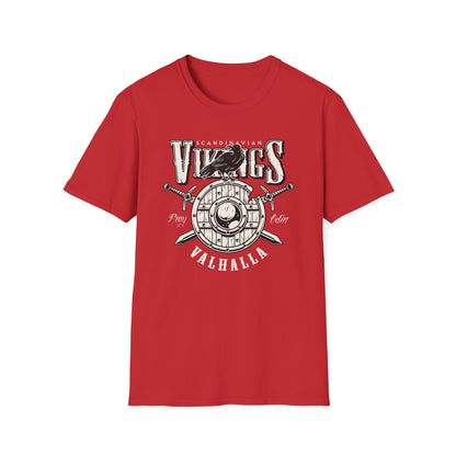 Epic Norse Viking Valhalla T-Shirt with Odin's Raven & Shield | Powerful Scandinavian Mythology Tee