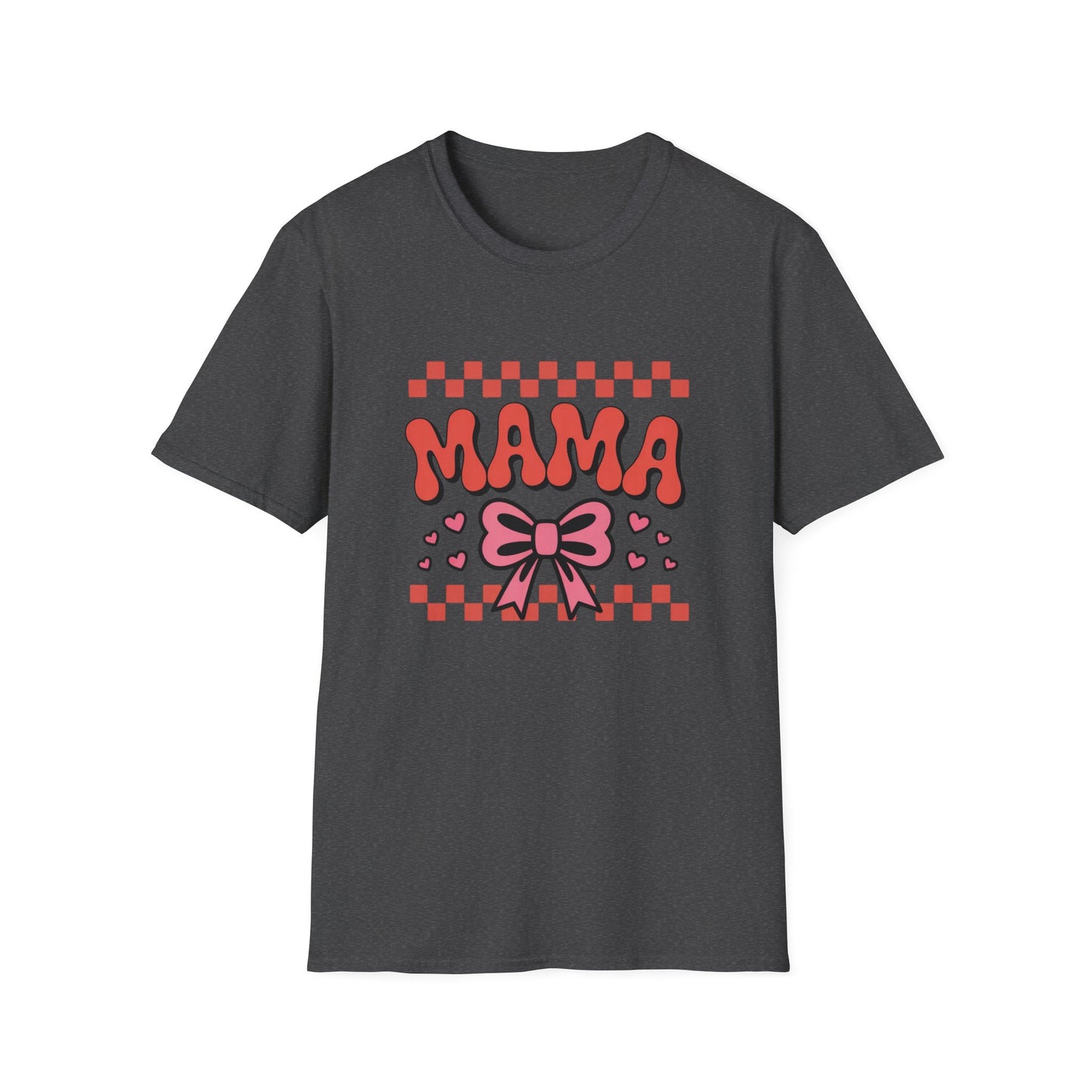 Groovy Mama T-Shirt | Adorable Pink Bow Hearts & Checkerboard | Perfect Mother's Day Gift for Trendy Moms