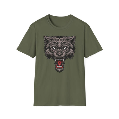 Unleash Your Inner Beast: Fierce Snarling Alpha Wolf T-Shirt - Dominant Wildlife Graphic Tee for Men