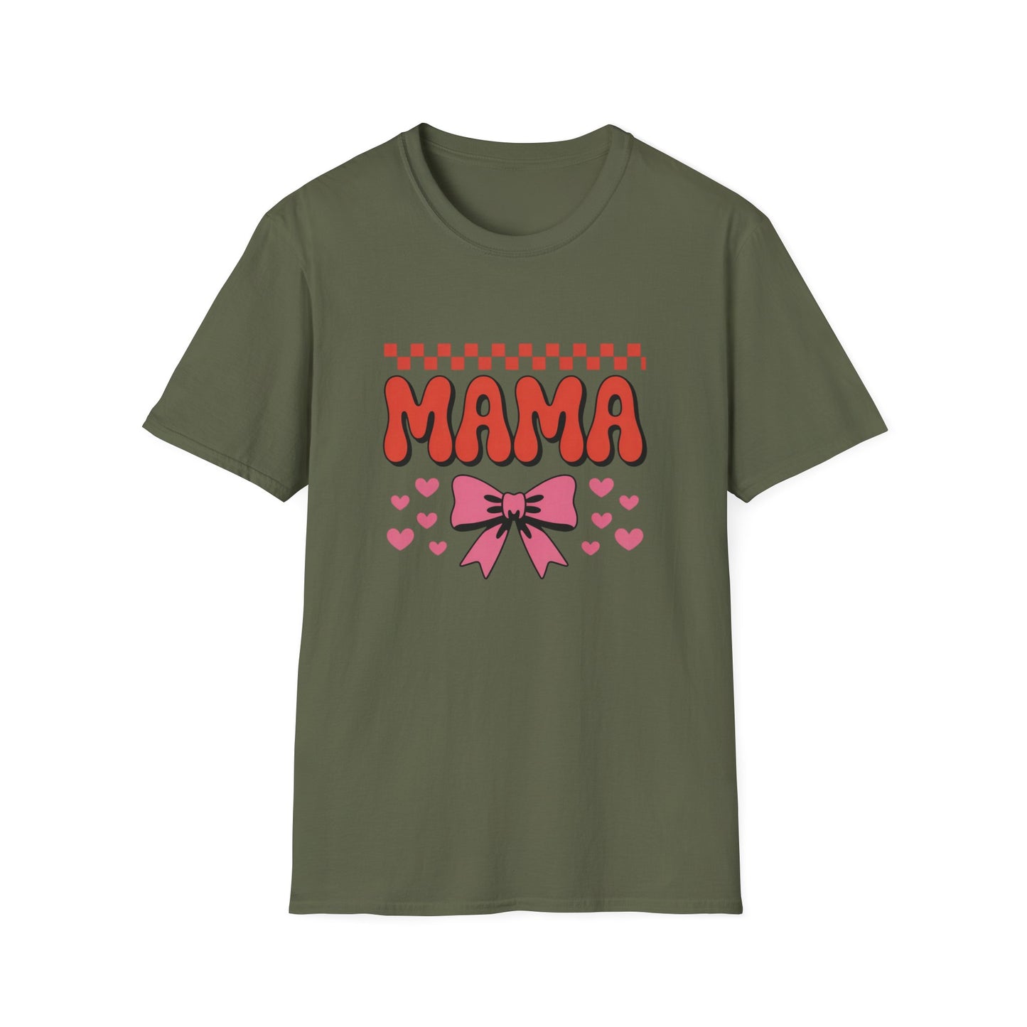 Retro Mama T-Shirt - Cute Pink Bow & Hearts Tee | Perfect Mother's Day Gift for Groovy Moms & New Moms