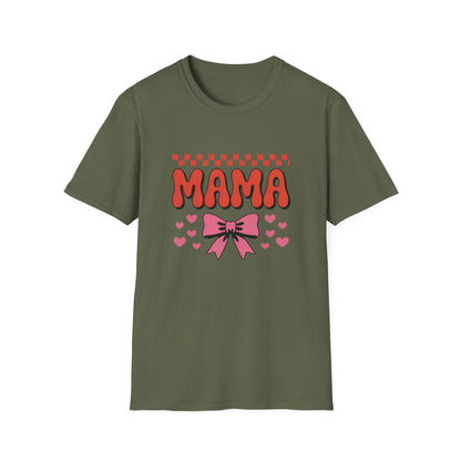 Retro Mama T-Shirt - Cute Pink Bow & Hearts Tee | Perfect Mother's Day Gift for Groovy Moms & New Moms