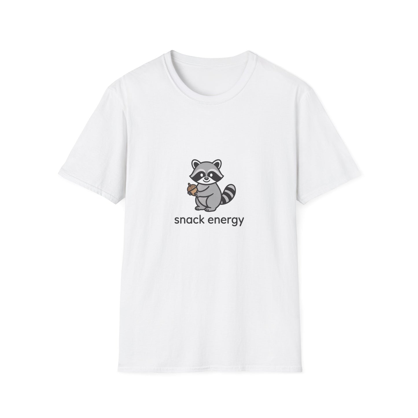 Adorable Raccoon Snack Energy T-Shirt | Cute Acorn Lover Tee | Irresistible Comfy Animal Graphic Shirt for Daily Boost