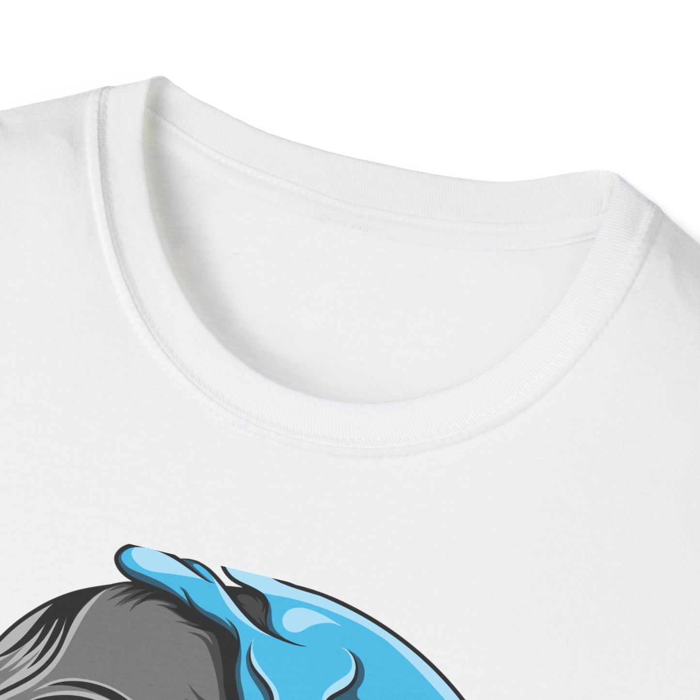 Epic Melting Skull & Blue Cartoon Split Face T-Shirt | Unique Edgy Graphic Tee for Streetwear & Art Lovers