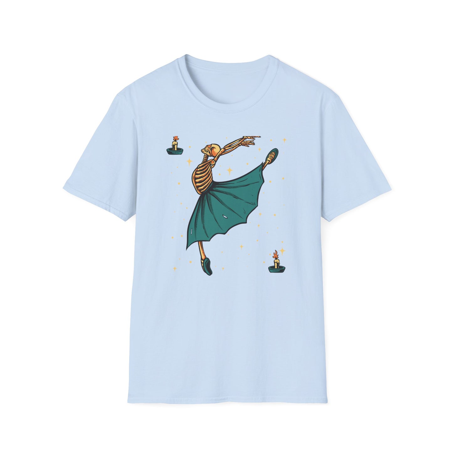Enchanting Skeleton Ballerina T-Shirt | Mystical Dance Goth Tee | Unique Spooky Chic Apparel for Halloween & Beyond