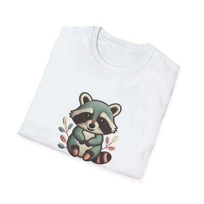 Adorable "Snack Life Chose Me" Raccoon T-Shirt | Funny Embroidered Style Animal Lover Tee | Cozy Unisex Foodie Gift