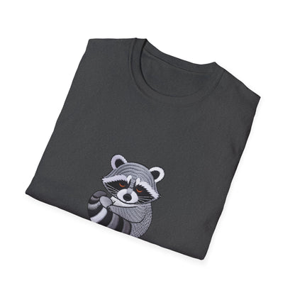 Adorable 'Powered By Snack' Raccoon T-Shirt - Hilarious Animal Lover Tee for Cozy Comfort & Snack Enthusiasts. Must-Have Gift!