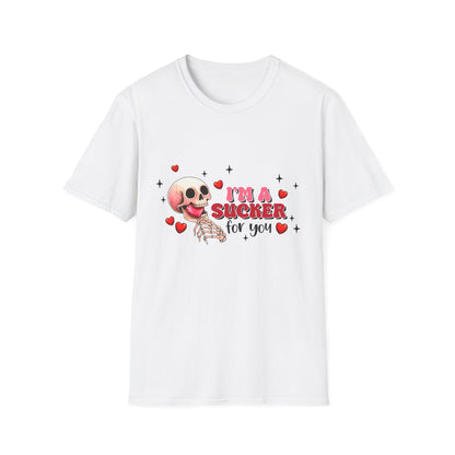 Funny Skeleton Love T-Shirt: "I'm a Sucker for You" Valentine's Day Graphic Tee - Unique Couple's Gift